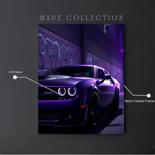 Dodge Challenger Front DRLs White Light | Resin Neon Frame | 4k Premium