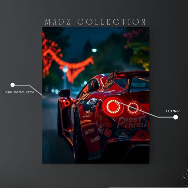 Nissan GTR Tail Red Round Light | Resin Neon Frame | 4k Premium