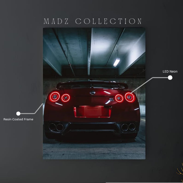 Nissan GTR Back Red Round Light | Resin Neon Frame | 4k Premium