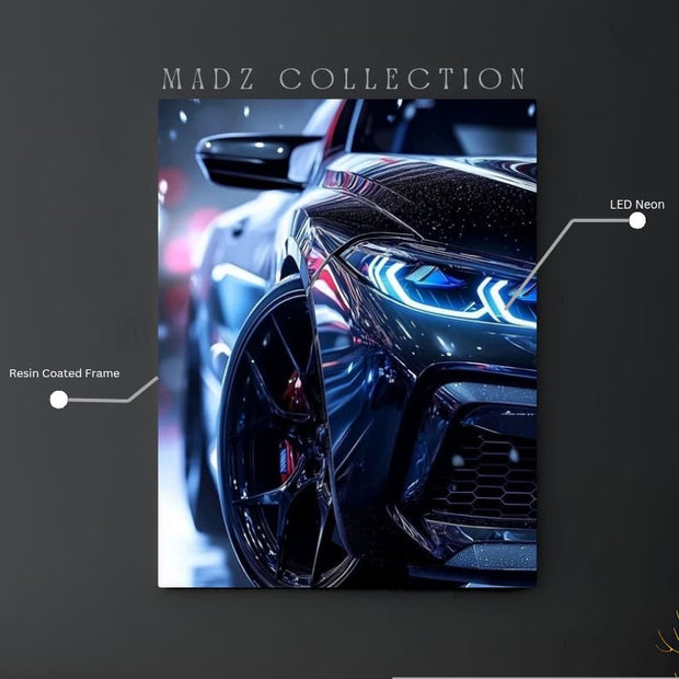 BMW Car Blue Lights | Resin Neon Frame | 4k Premium