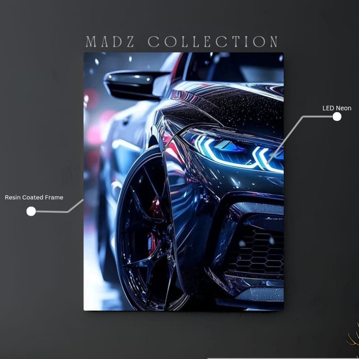 BMW Car Blue Lights | Resin Neon Frame | 4k Premium