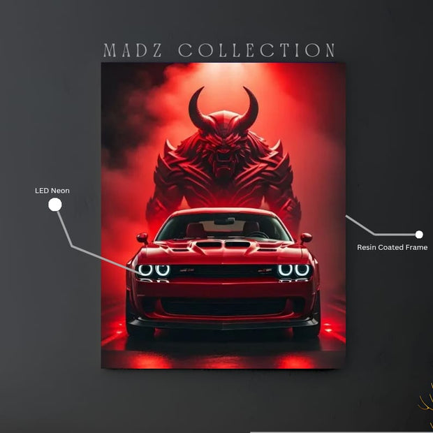 Dodge Challenger SRT Hellcat Front DRLs White Round Light  | Resin Neon Frame | 4k Premium