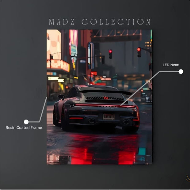Porsche 911 Tail Red Light | Resin Neon Frame | 4k Premium
