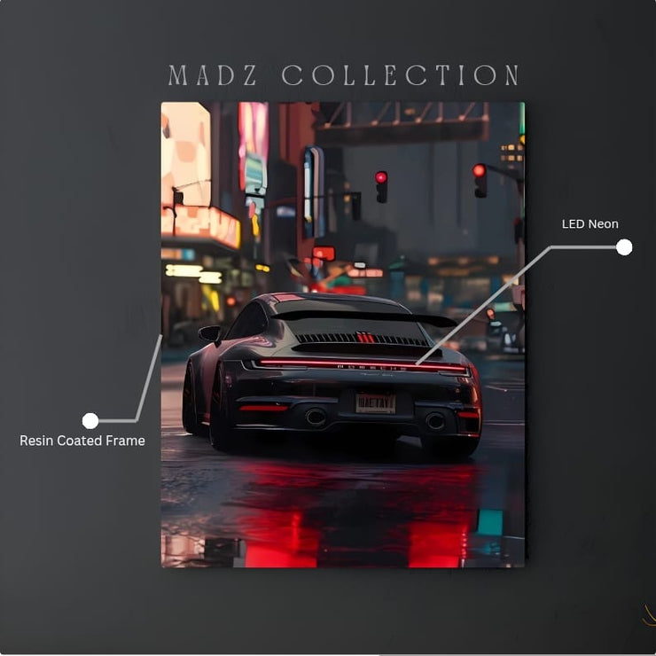 Porsche 911 Tail Red Light | Resin Neon Frame | 4k Premium