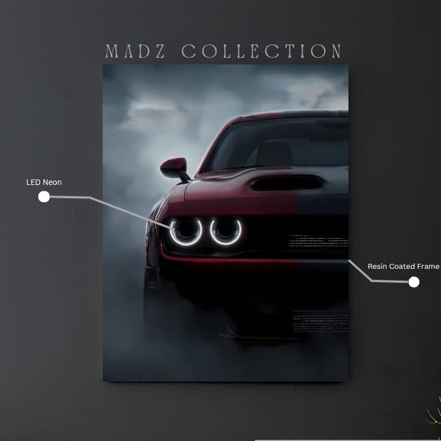 Dodge Challenger Front DRLs White Light  | Resin Neon Frame | 4k Premium