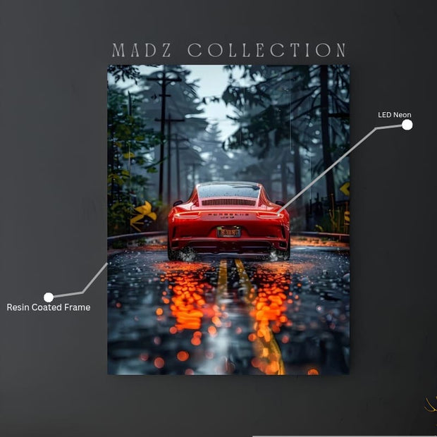 Porsche 911 Tail Red Light | Resin Neon Frame | 4k Premium