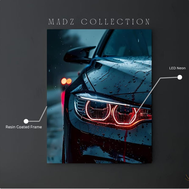 BMW M3 Rainy Front DRLs Red Light | Resin Neon Frame | 4k Premium
