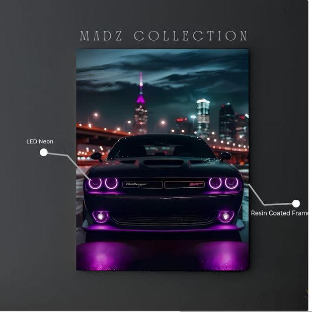 Dodge Challenger Front DRLs Pink Light | Resin Neon Frame | 4k Premium