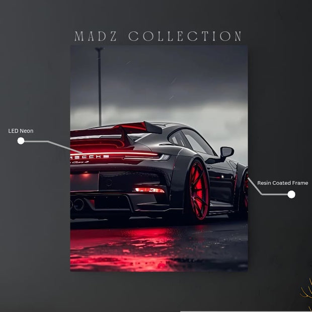 Porsche 911 GT3 Tail Red Light | Resin Neon Frame | 4k Premium