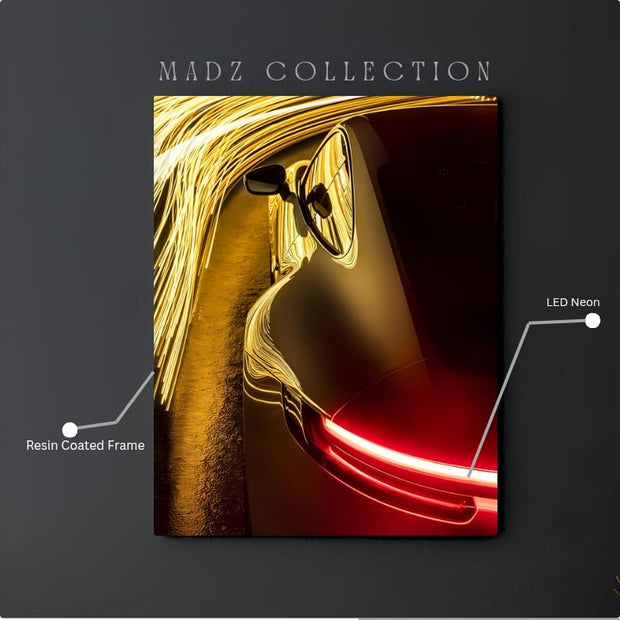 Porsche 911 Tail Red Light | Resin Neon Frame | 4k Premium