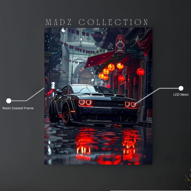 Dodge Challenger SRT Front Red Round Light  | Resin Neon Frame | 4k Premium