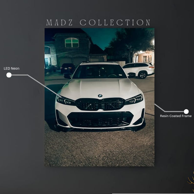 BMW M340i Front White Round Light  | Resin Neon Frame | 4k Premium
