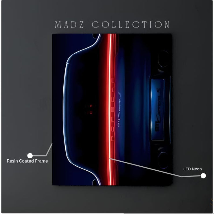 Porsche 911 Tail Red Light | Resin Neon Frame | 4k Premium