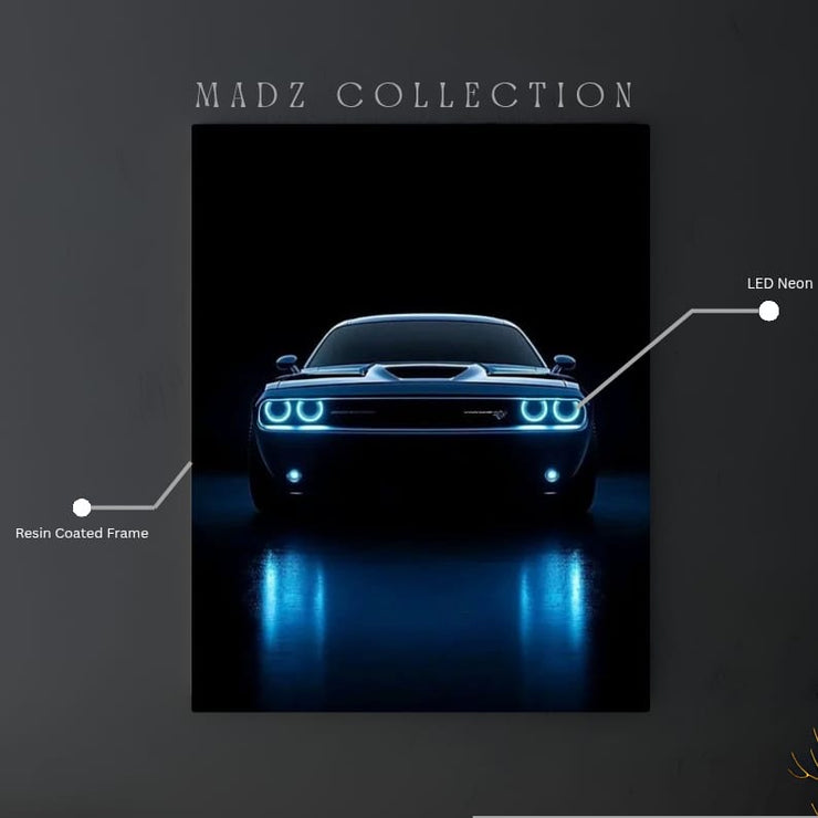Dodge Challenger Front DRLs Blue Light  | Resin Neon Frame | 4k Premium