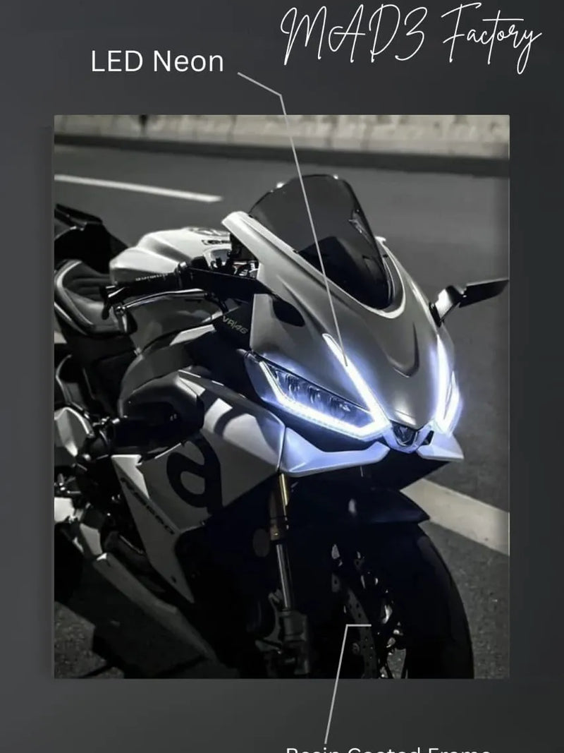 Aprilia RSV4 Bike Front DRLs White Light | Resin Neon Frame | 4k Premium