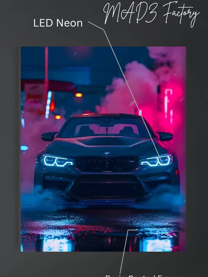 BMW M3 Blue Light | Resin Neon Frame | 4k Premium