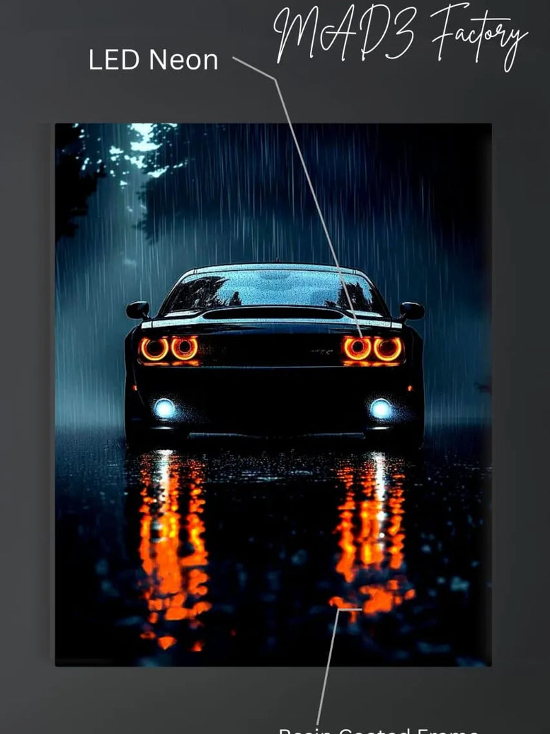 Dodge Challenger Front Round Yellow Light | Resin Neon Frame | 4k Premium