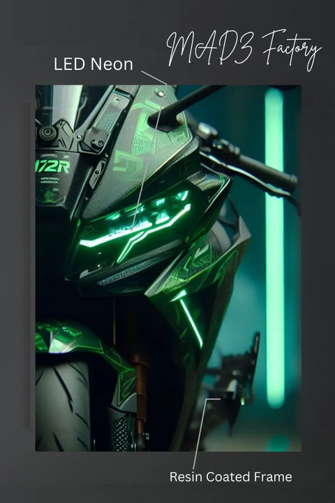 Kawasaki Ninja H2R Bike Front DRLs Green Light | Resin Neon Frame | 4k ...
