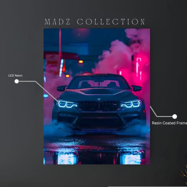 BMW M3 Blue Light | Resin Neon Frame | 4k Premium