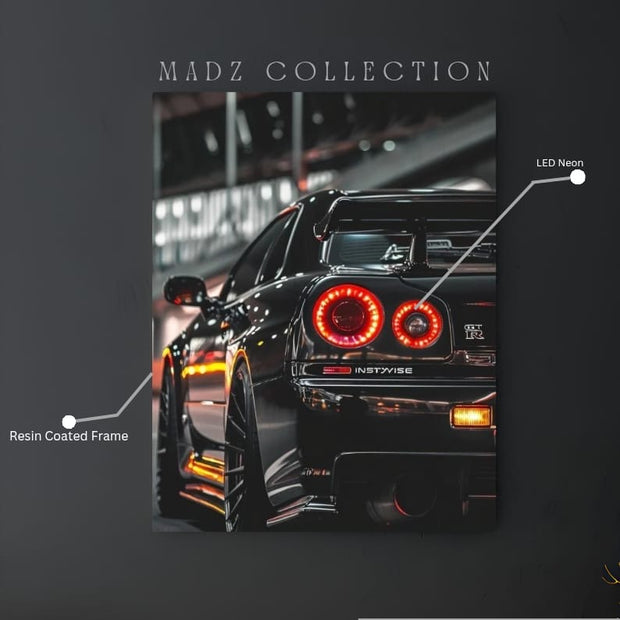 Nissan GTR Tail Red  Light | Resin Neon Frame | 4k Premium
