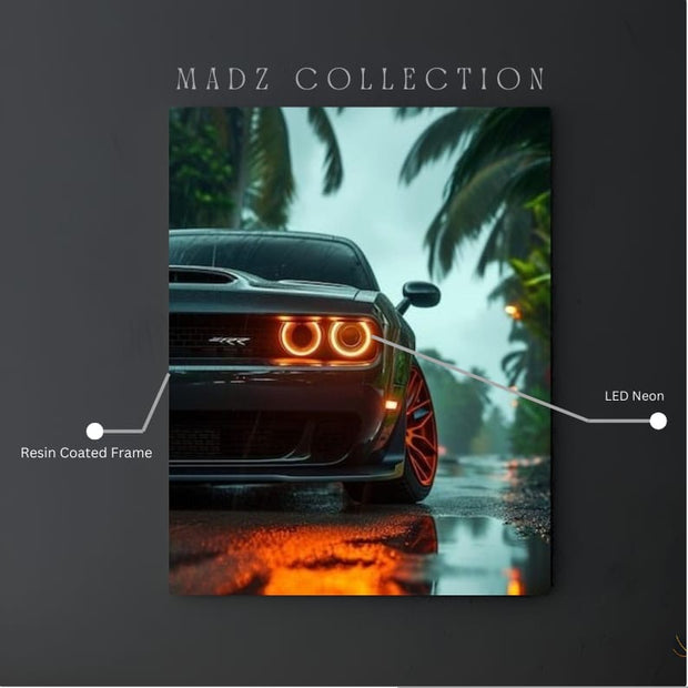 Dodge Challenger Front DRLs Yellow Light | Resin Neon Frame | 4k Premium