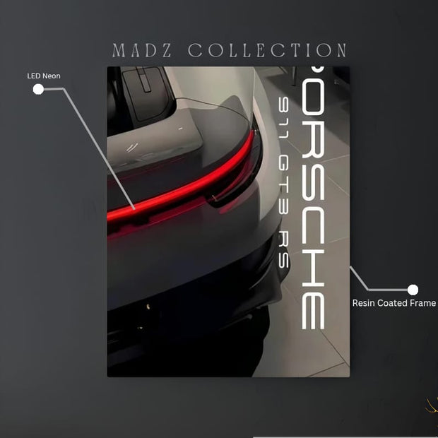 Porsche 911 GT3 RS Tail Red Light | Resin Neon Frame | 4k Premium