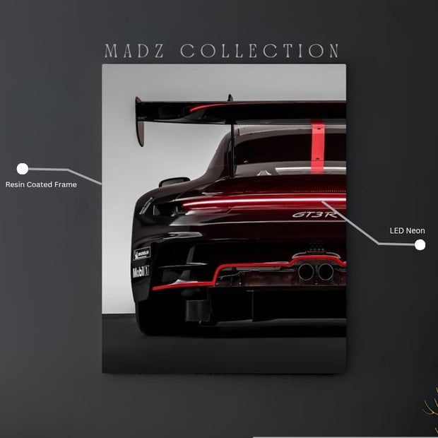 Porsche 911 GT3 R Tail Red Light  | Resin Neon Frame | 4k Premium