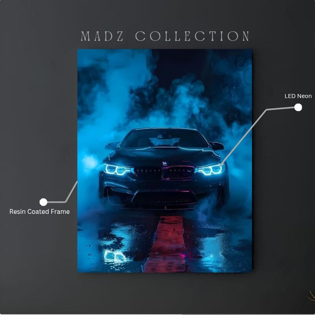 BMW M4 Front DRLs Blue Light | Resin Neon Frame | 4k Premium
