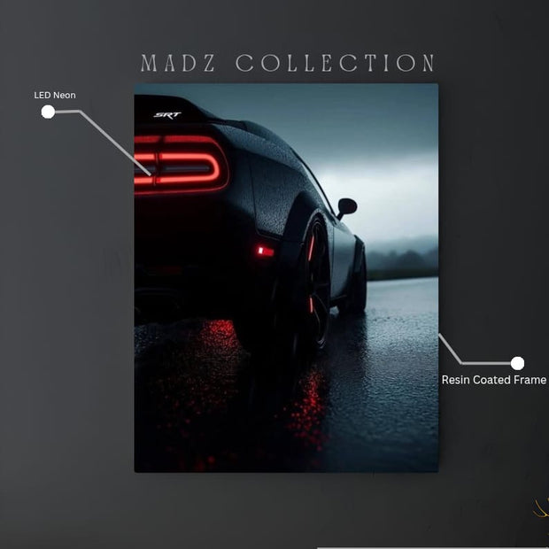 Dodge Challenger Tail Red Light | Resin Neon Frame | 4k Premium