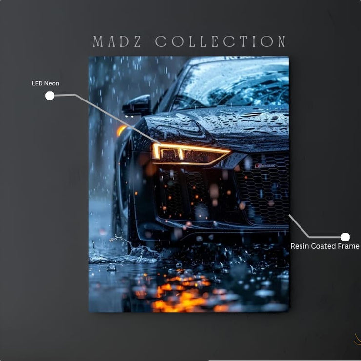 Audi R8 Front DRLs Yellow Light | Resin Neon Frame | 4k Premium