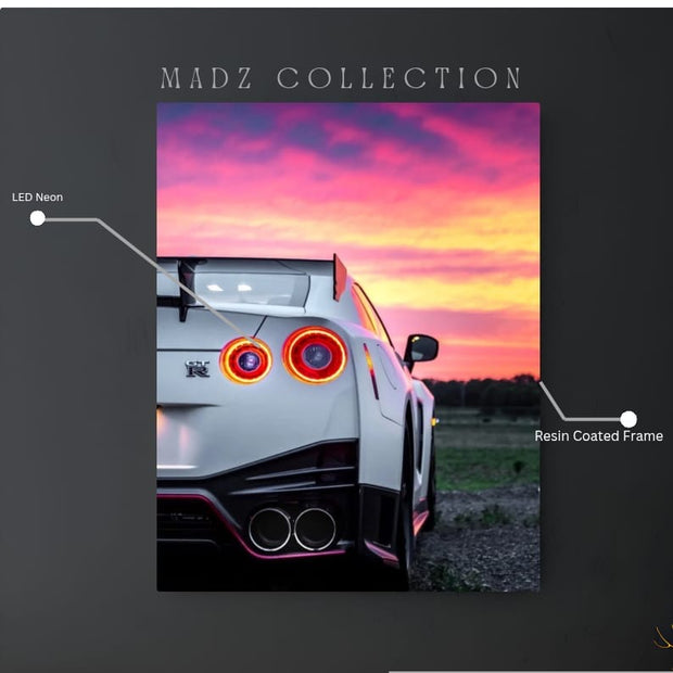 Nissan GTR Tail Red Round Light | Resin Neon Frame | 4k Premium