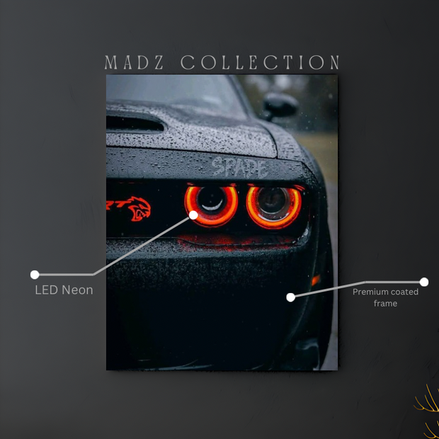 Dodge Challenger Hellcat Red Eye Front DRLs Red Light | Resin Neon Frame | 4k Premium