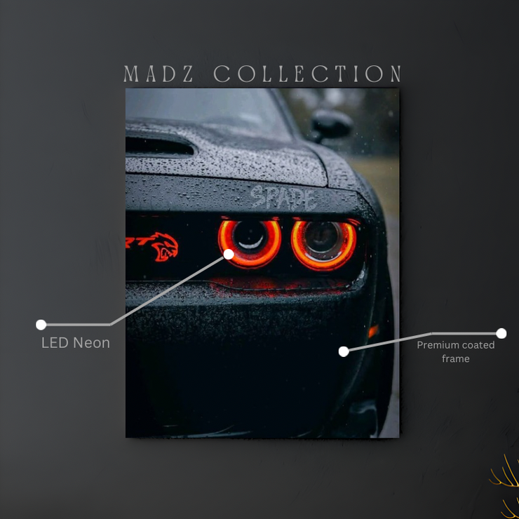 Dodge Challenger Hellcat Red Eye Front DRLs Red Light | Resin Neon Frame | 4k Premium
