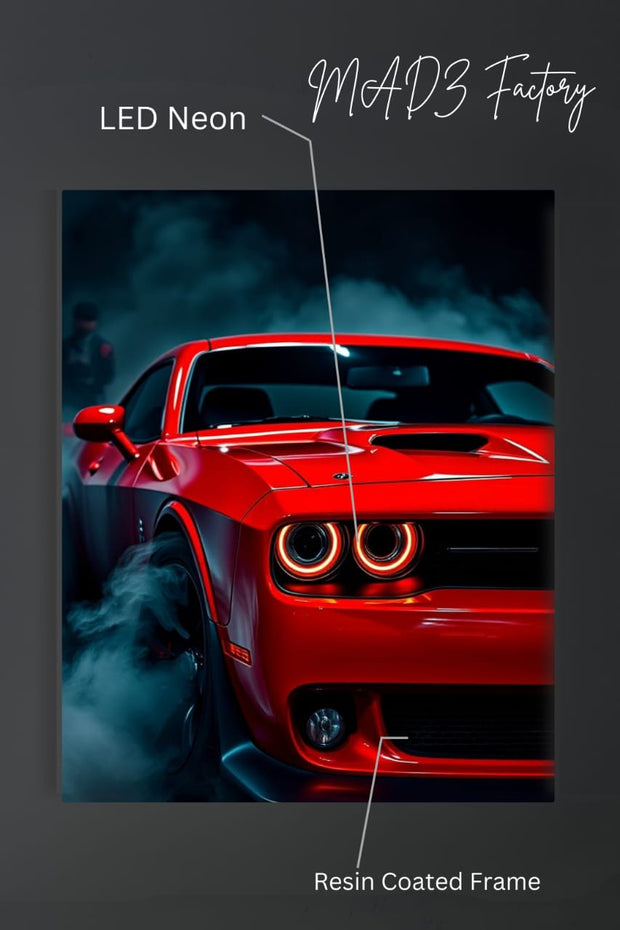 Dodge Challenger Front DRLs Red Light | Resin Neon Frame | 4k Premium