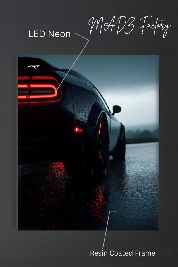 Dodge Challenger Tail Red Light | Resin Neon Frame | 4k Premium