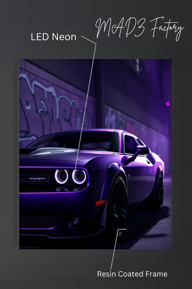 Dodge Challenger Front DRLs White Light | Resin Neon Frame | 4k Premium