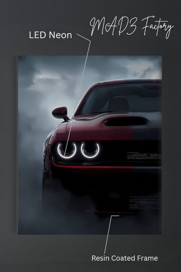 Dodge Challenger Front DRLs White Light  | Resin Neon Frame | 4k Premium