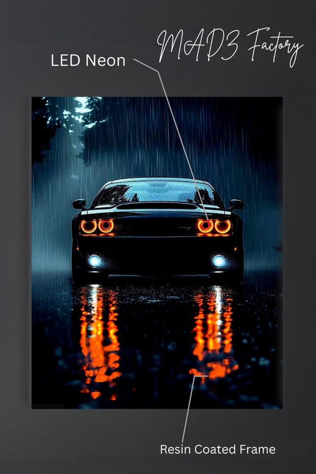 Dodge Challenger Front Round Yellow Light | Resin Neon Frame | 4k Premium