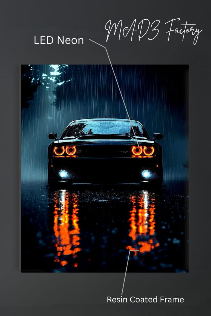 Dodge Challenger Front Round Yellow Light | Resin Neon Frame | 4k Premium