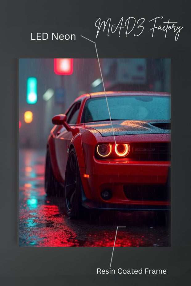 Dodge Challenger Front DRLs Red Light | Resin Neon Frame | 4k Premium