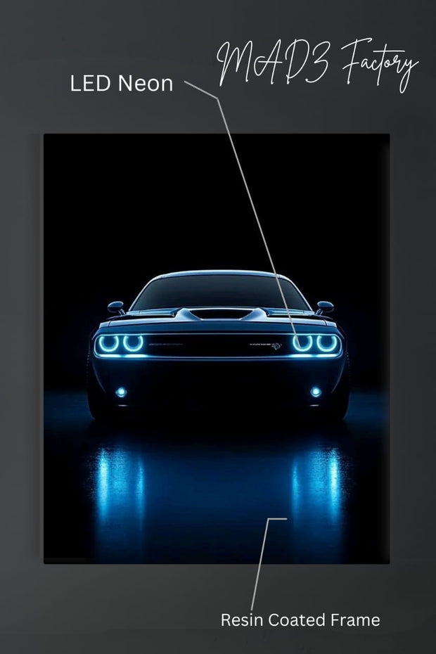 Dodge Challenger Front DRLs Blue Light  | Resin Neon Frame | 4k Premium
