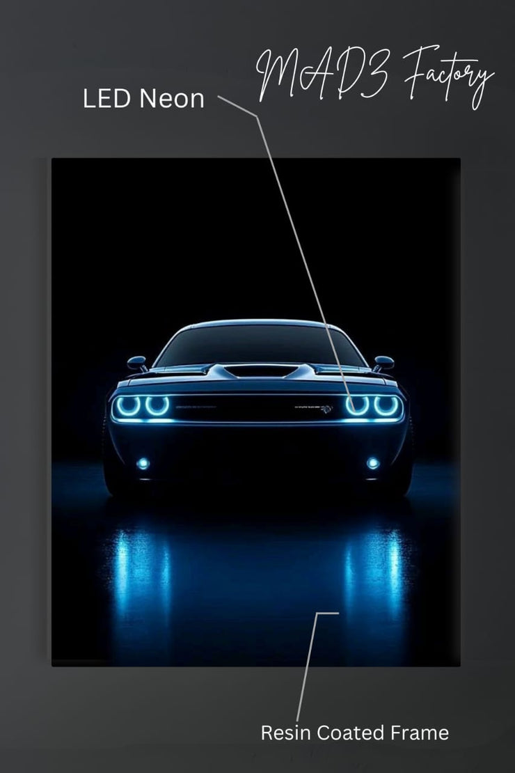 Dodge Challenger Front DRLs Blue Light  | Resin Neon Frame | 4k Premium