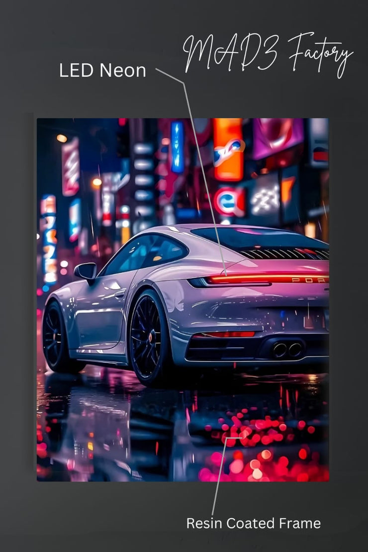 Porsche 911 Tail Red Light  | Resin Neon Frame | 4k Premium