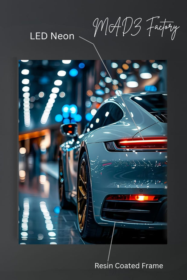 Porsche 911 Tail Red Light | Resin Neon Frame | 4k Premium
