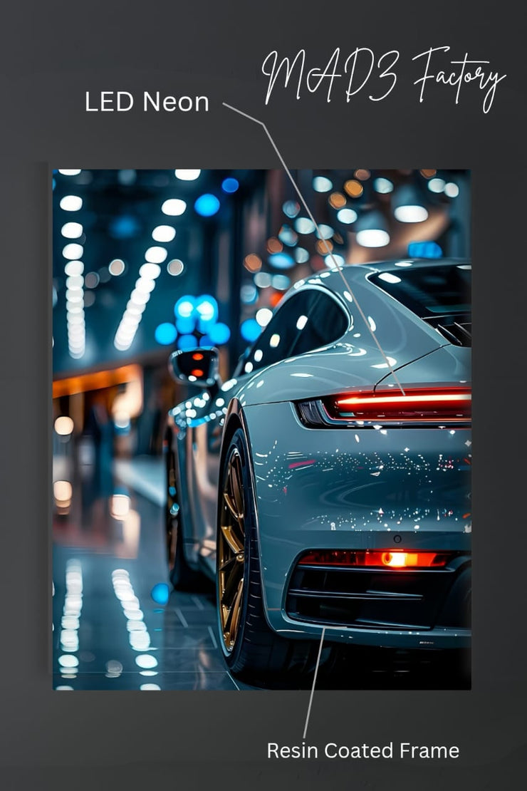 Porsche 911 Tail Red Light | Resin Neon Frame | 4k Premium