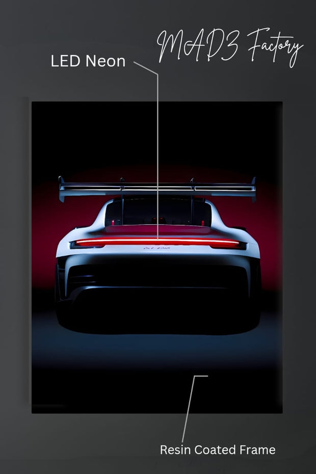 Porsche 911 Tail Red Light  | Resin Neon Frame | 4k Premium