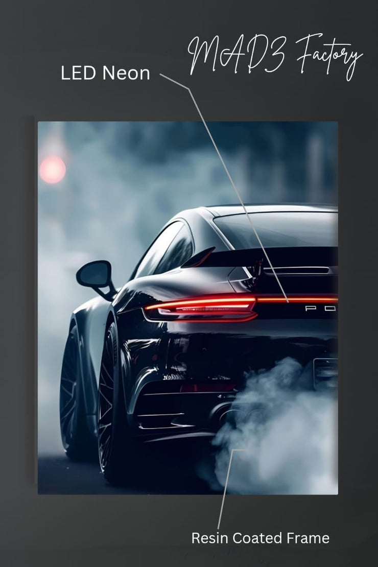 Porsche 911 Tail Red Light | Resin Neon Frame | 4k Premium