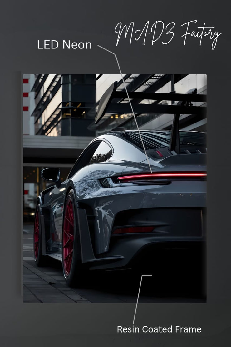 Porsche 911 Tail Red Light | Resin Neon Frame | 4k Premium