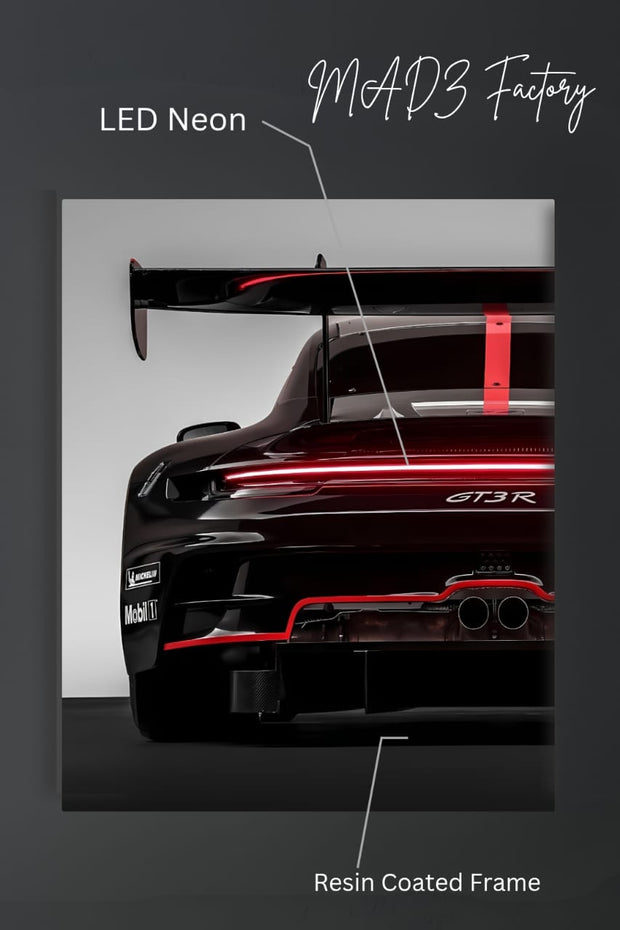 Porsche 911 GT3 R Tail Red Light  | Resin Neon Frame | 4k Premium