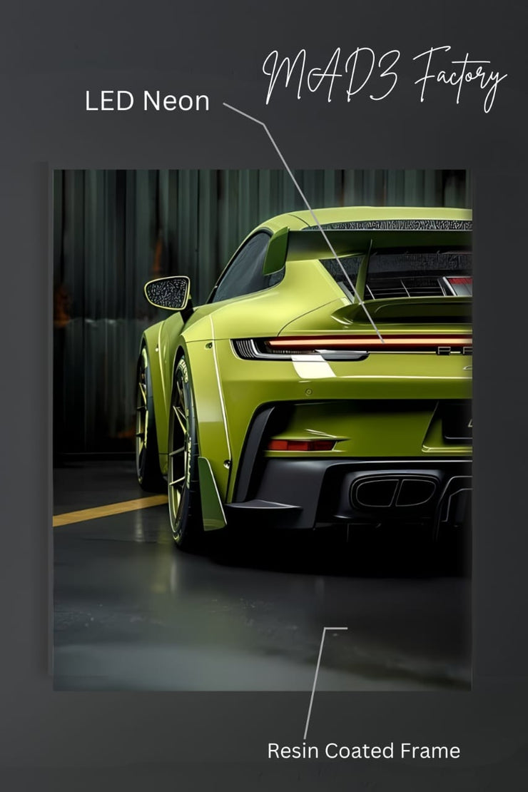 Porsche 911 Tail Red Light | Resin Neon Frame | 4k Premium